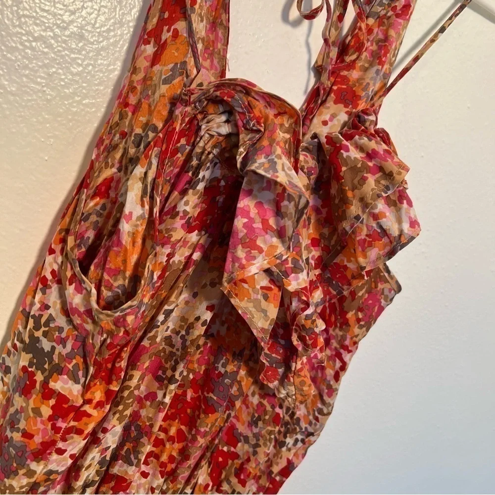 Addison Heart Women's Size Small Romper Pink Multi Geometric Ruffle Adjustable - Picture 4 of 10